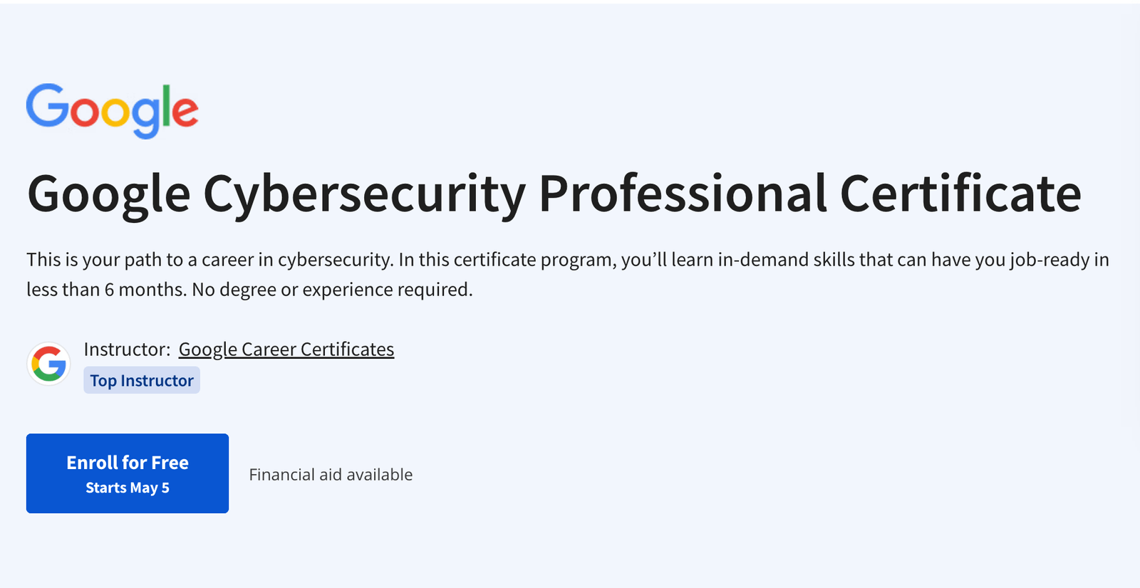 What is Google Cybersecurity Certification?